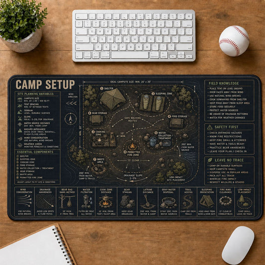 Camp Setup Outdoor Skills Field Guide Desk Mat | 5To9Vibe