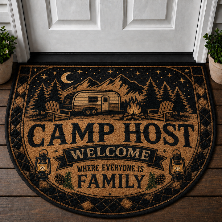 Camp Host Welcome Doormat - RV Camper & Campfire Outdoor Welcome Mat - 5to9vibe