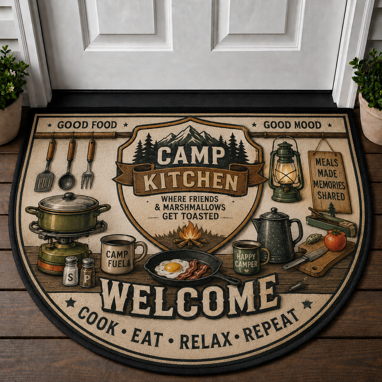 Camp Host Welcome Doormat - RV Camper & Campfire Outdoor Welcome Mat - 5to9vibe