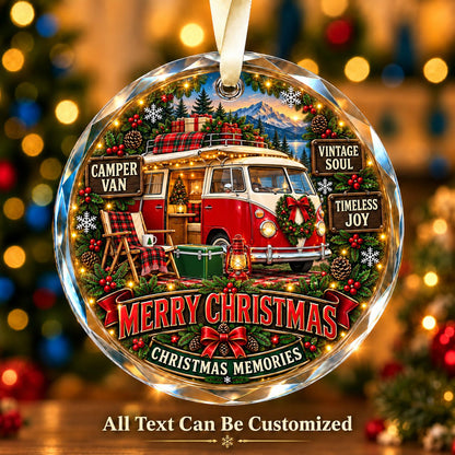 Camper Van Personalized Glass Ornament | 5To9Vibe