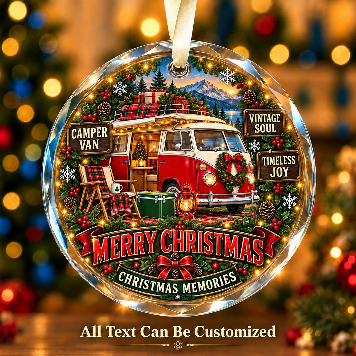 Camper Van Personalized Glass Ornament | 5To9Vibe
