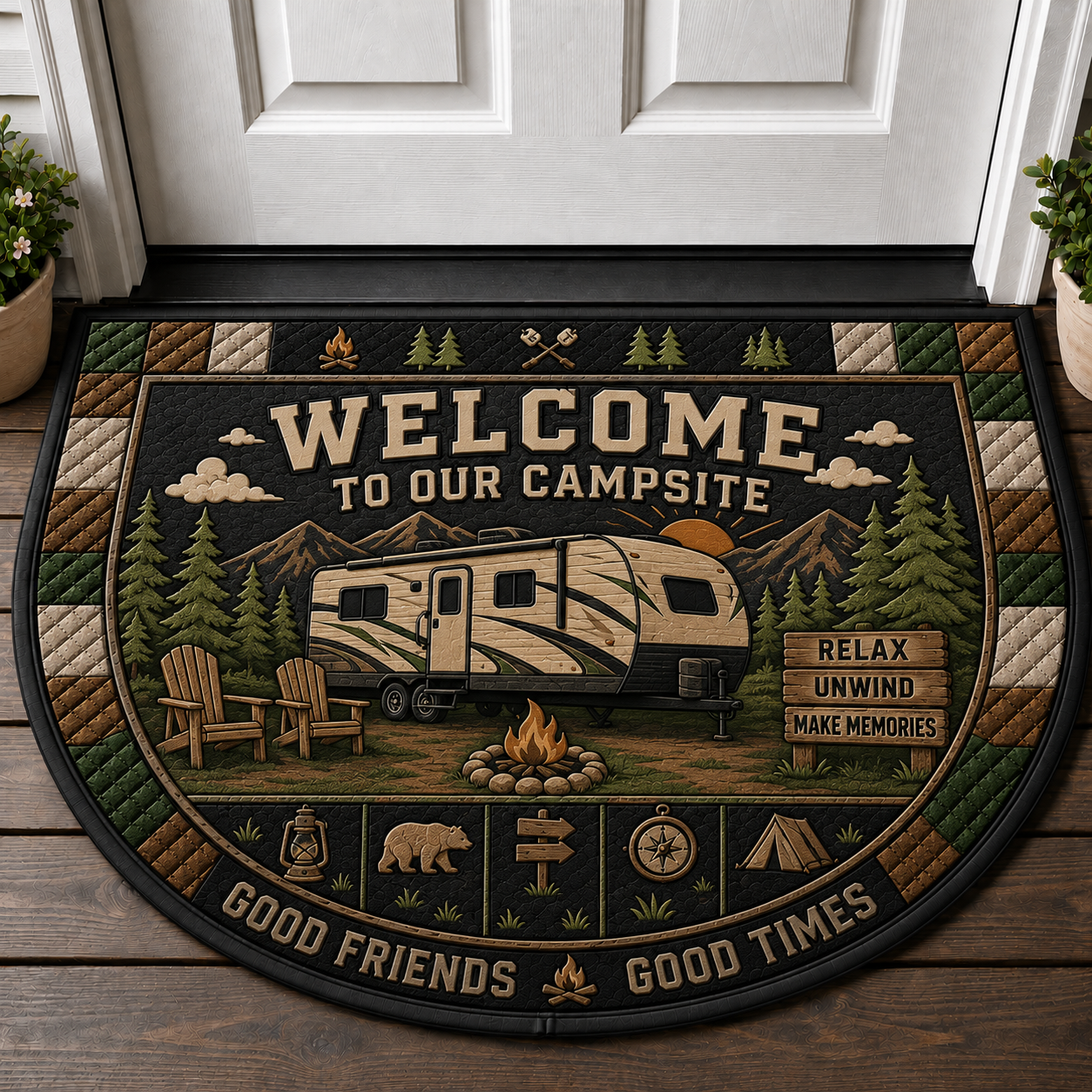 Camp Host Welcome Doormat - RV Camper & Campfire Outdoor Welcome Mat - 5to9vibe