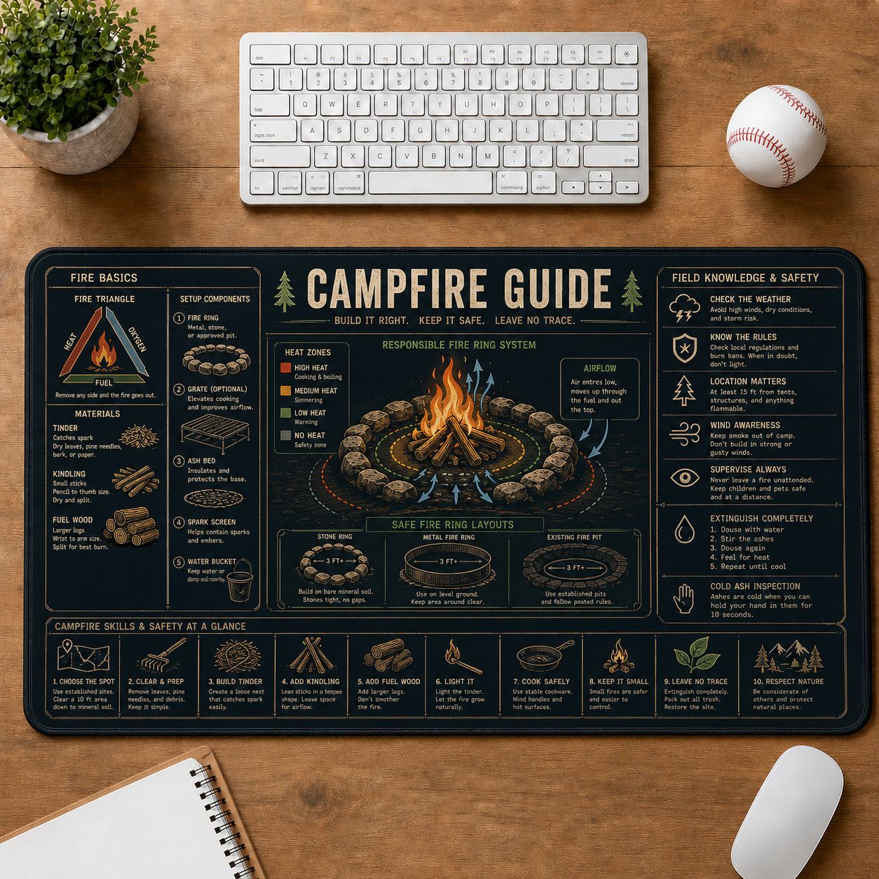 Campfire Guide Outdoor Skills Field Guide Desk Mat | 5To9Vibe