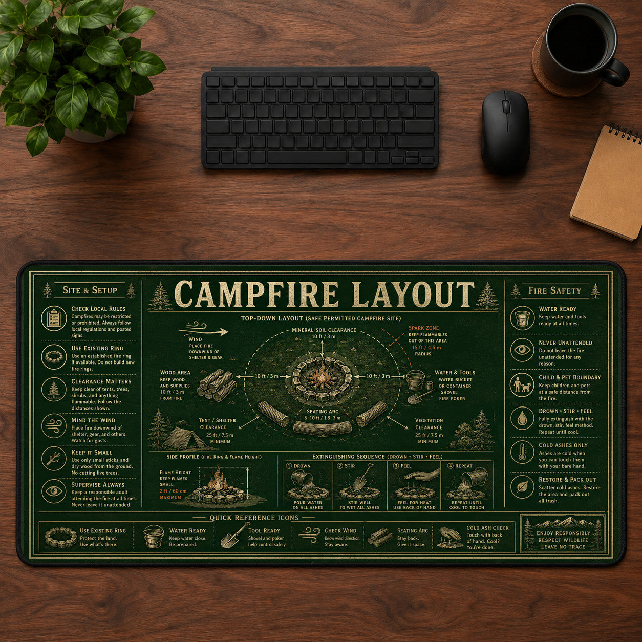 Campfire Layout Desk Mat Mouse Pad | 5To9Vibe