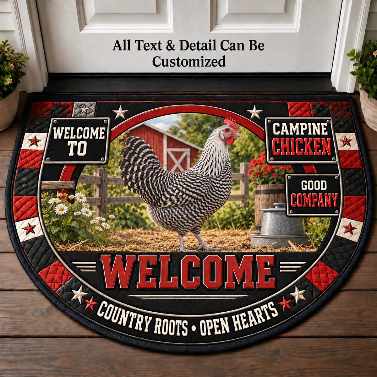Campine Chicken Personalized Half Round Mat | 5To9Vibe