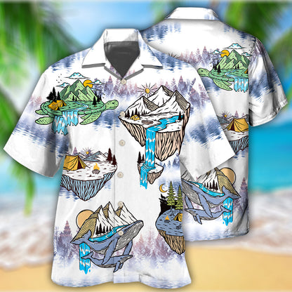 Camping Turtle And Shark - Hawaiian Shirt 