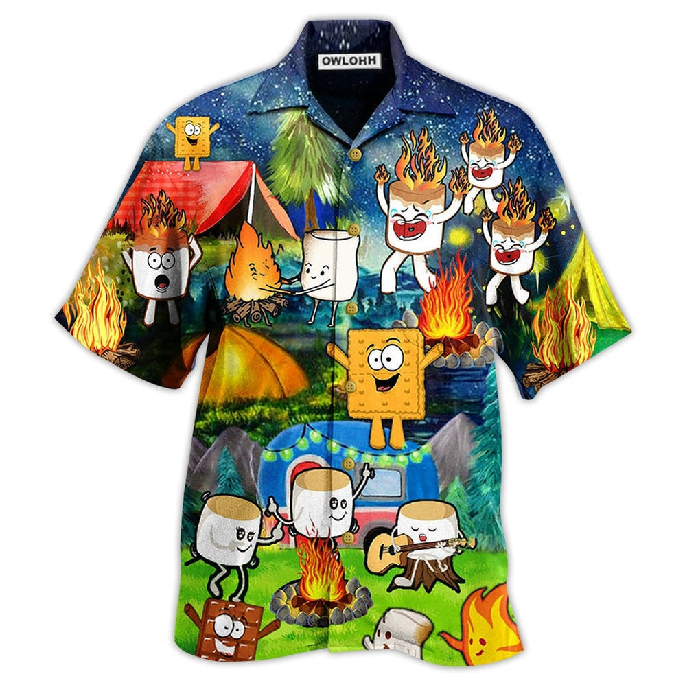 Hawaiian Shirt / Adults / S Camping Chocolate Marshmallow Fire - Hawaiian Shirt 