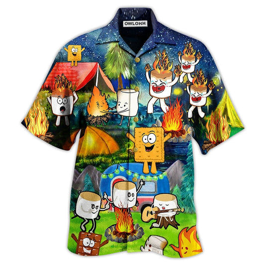 Hawaiian Shirt / Adults / S Camping Chocolate Marshmallow Fire - Hawaiian Shirt 