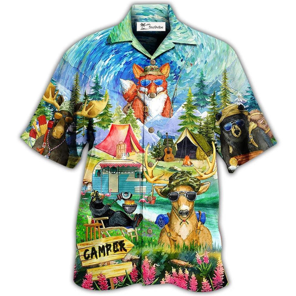 Hawaiian Shirt / Adults / S Camping Happy Animals - Hawaiian Shirt 