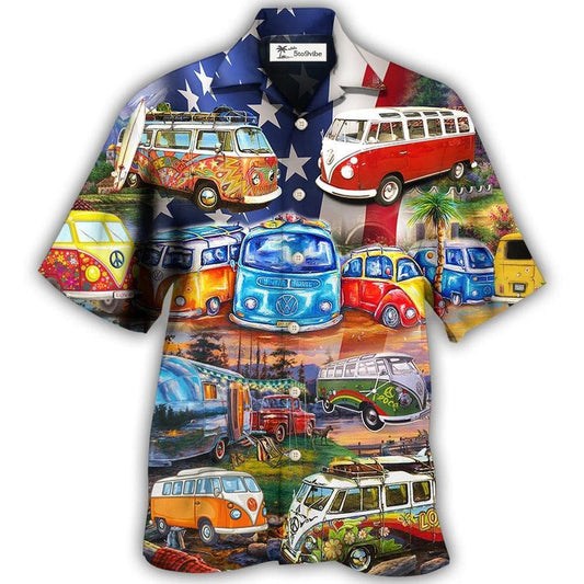 Hawaiian Shirt / Adults / S Camping Independence Day America - Hawaiian Shirt 