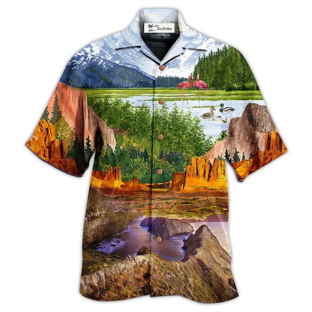 Hawaiian Shirt / Adults / S Camping Love Flamingo Landscape - Hawaiian Shirt 