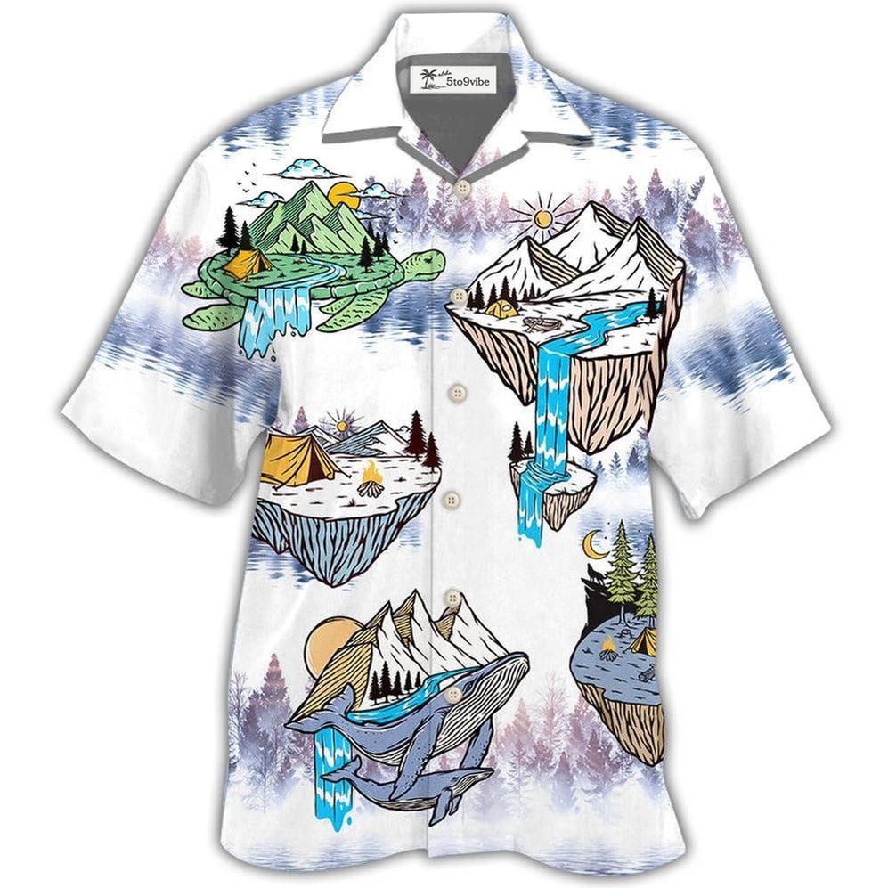 Hawaiian Shirt / Adults / S Camping Turtle And Shark - Hawaiian Shirt 