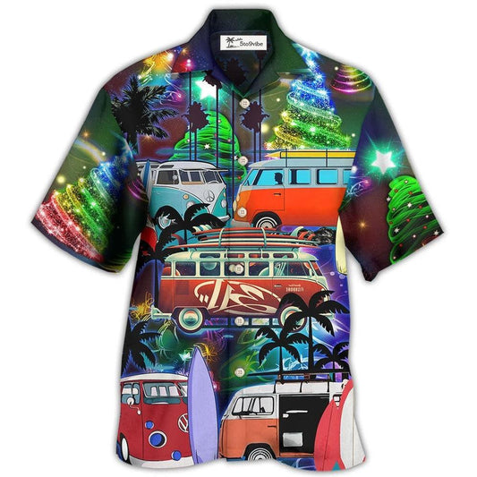 Hawaiian Shirt / Adults / S Camping Van Merry Christmas Happy Night - Hawaiian Shirt 