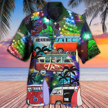 Camping Van Merry Christmas Happy Night - Hawaiian Shirt 