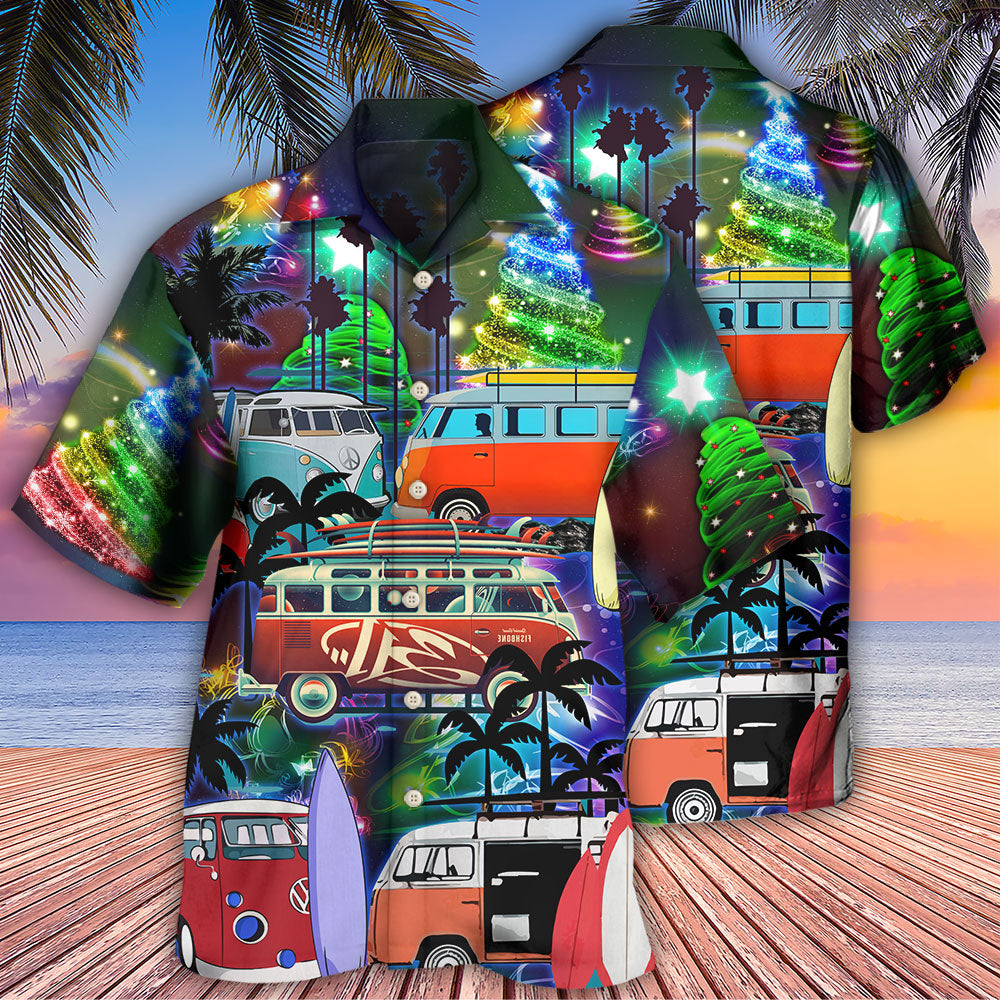 Camping Van Merry Christmas Happy Night - Hawaiian Shirt 