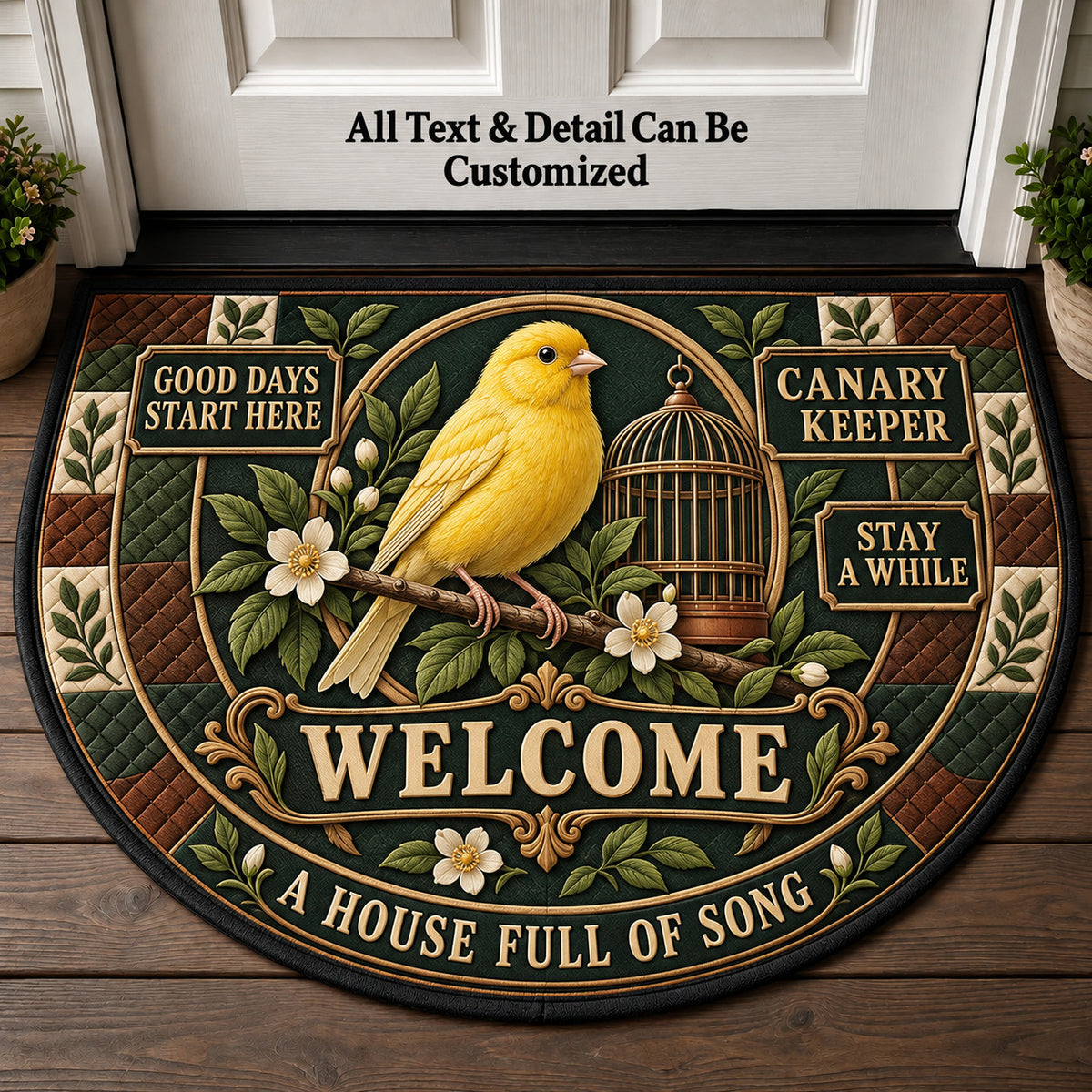 Canary Keeper Personalized Half Round Mat | 5To9Vibe