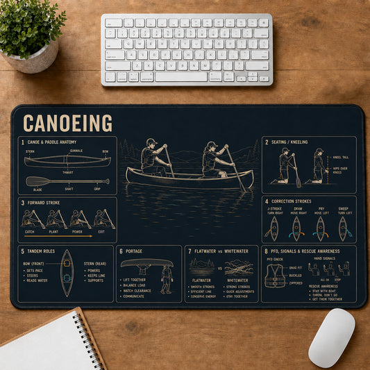 Canoeing Sports Visual Guide Desk Mat | 5To9Vibe