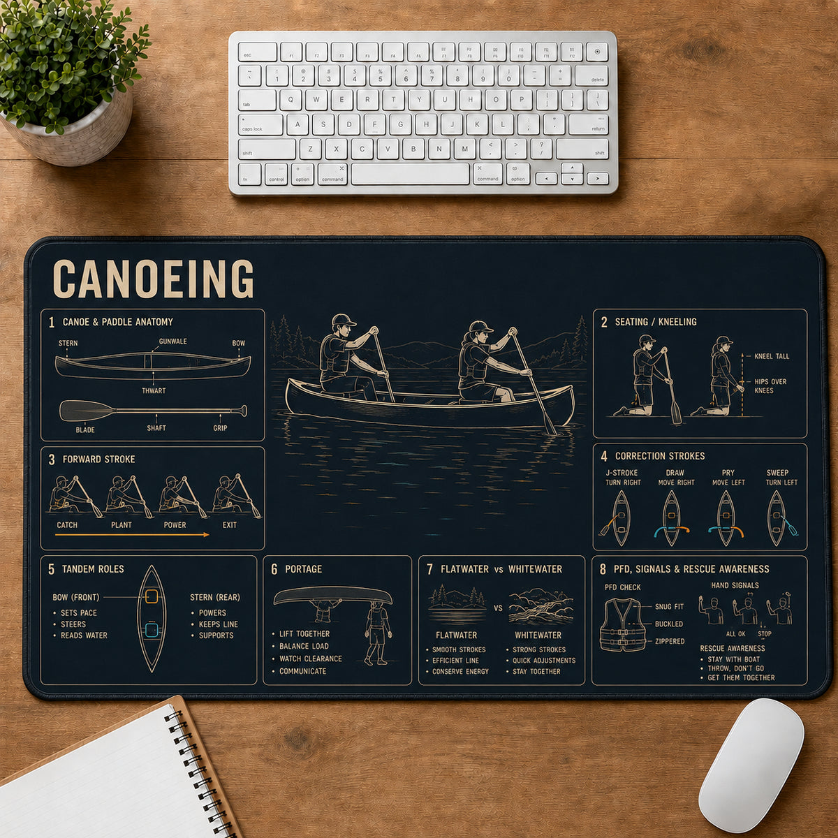 Canoeing Sports Visual Guide Desk Mat | 5To9Vibe