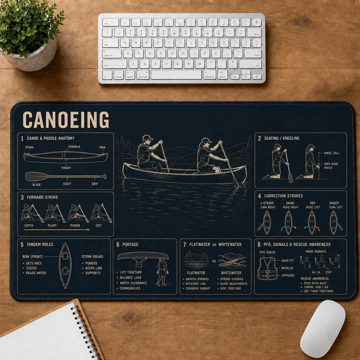 Canoeing Sports Visual Guide Desk Mat | 5To9Vibe