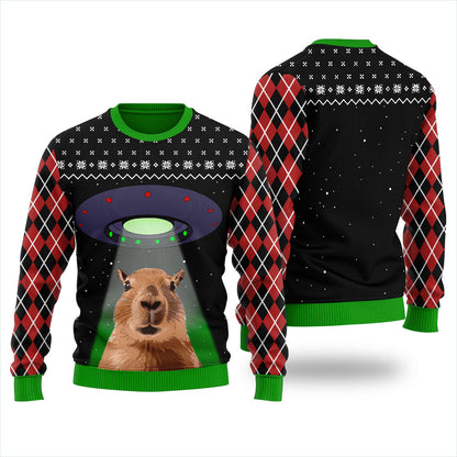 Capybara Alien Women's Ugly Christmas Sweater