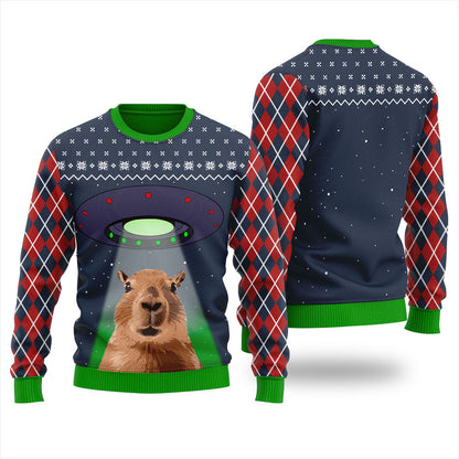 Capybara Alien Women's Ugly Christmas Sweater