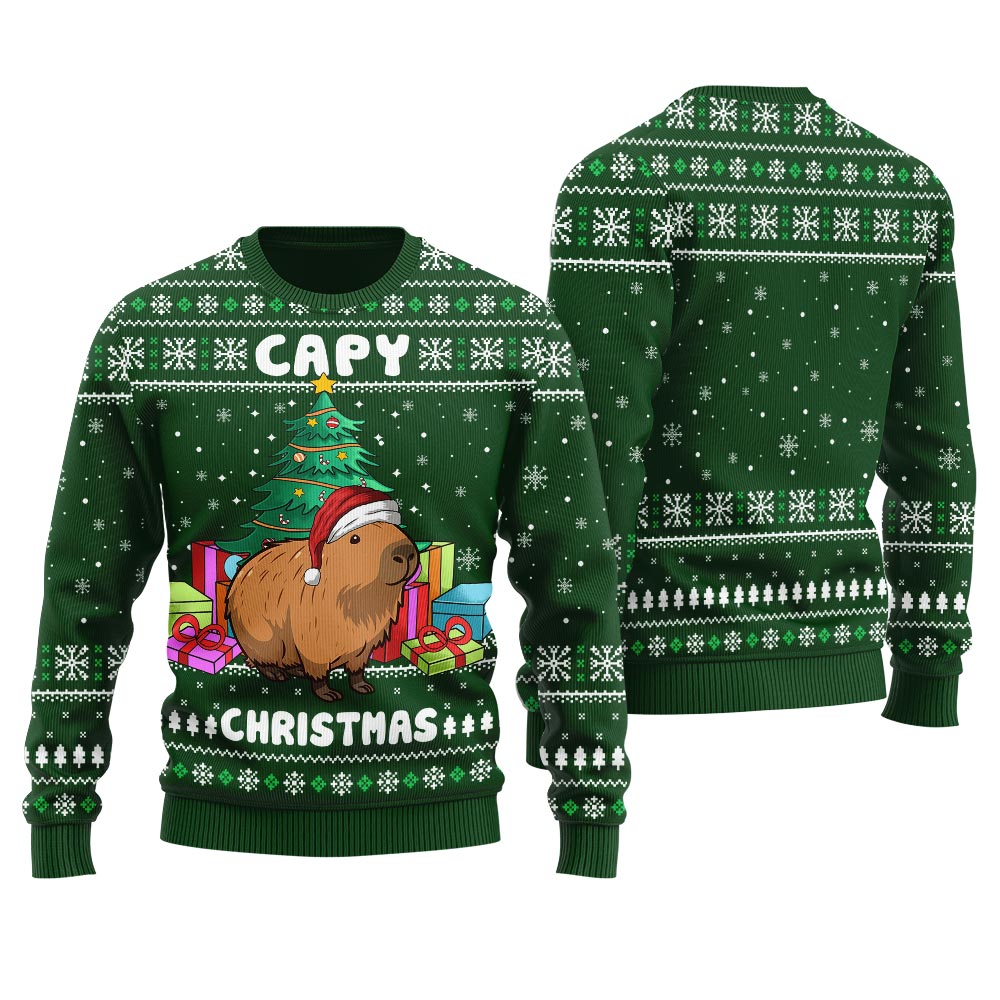Capybara Christmas Sweater Men