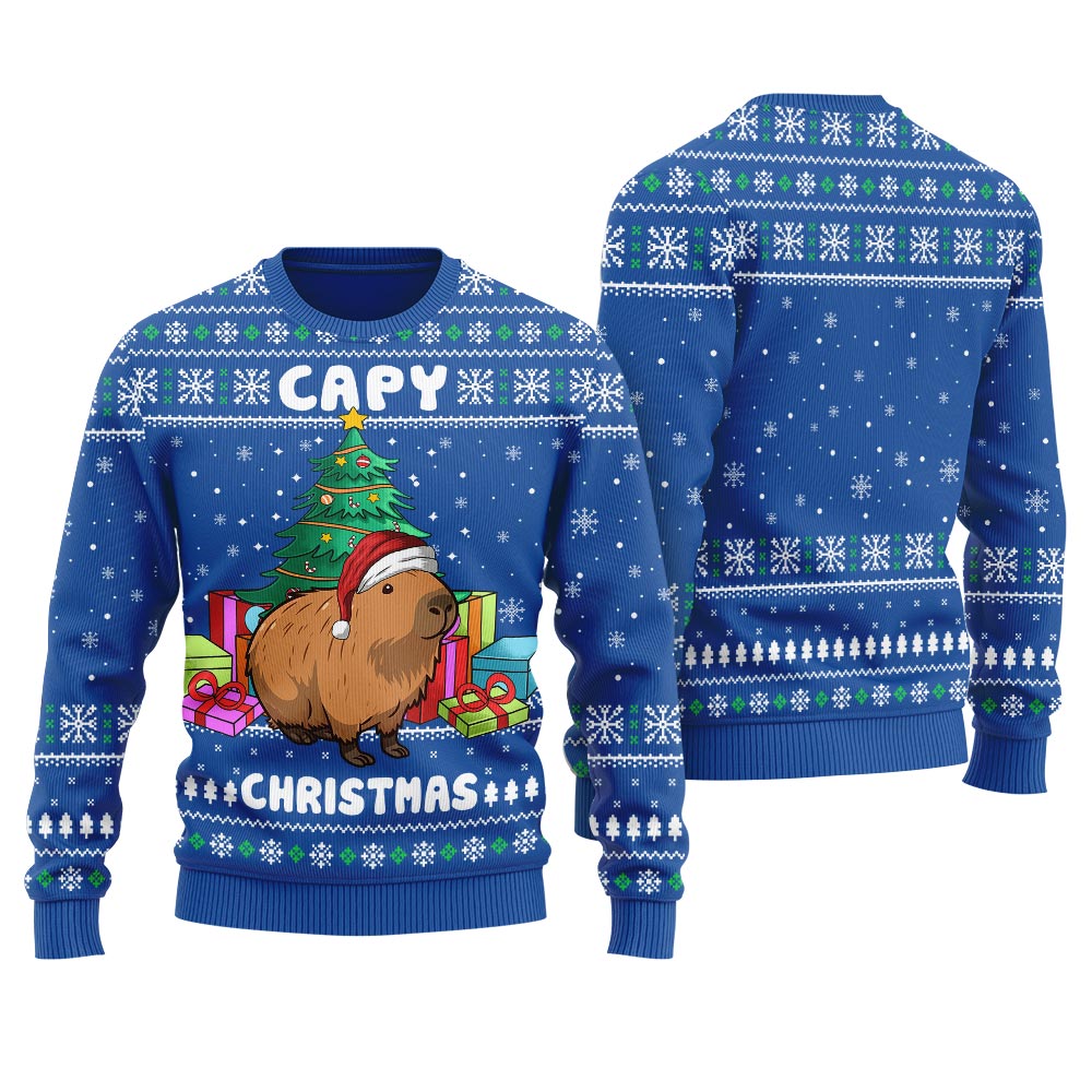 Capybara Christmas Sweater Men