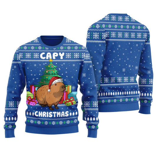 Capybara Christmas Sweater Men