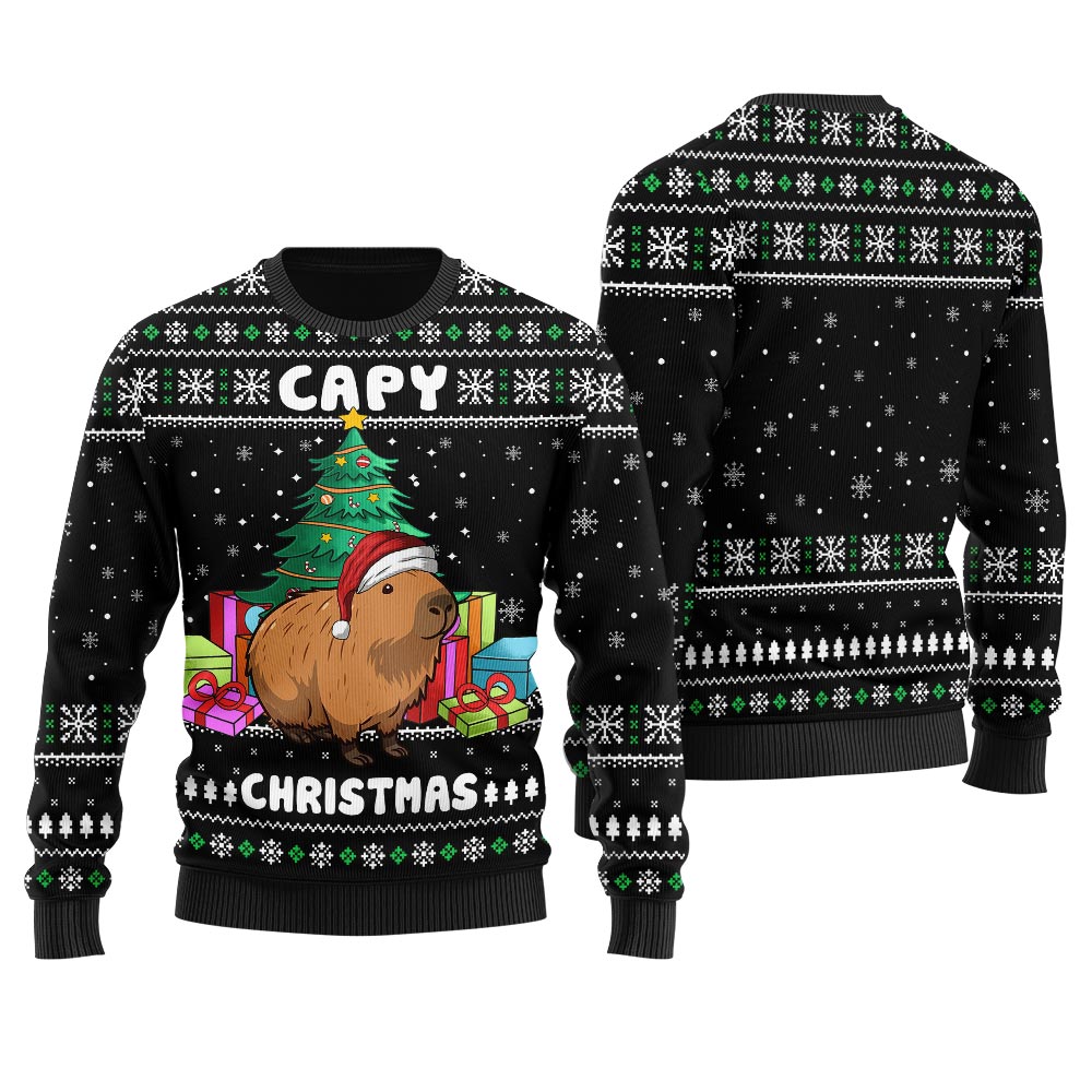 Capybara Christmas Sweater Men