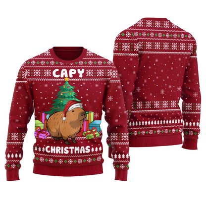 Capybara Christmas Sweater Women