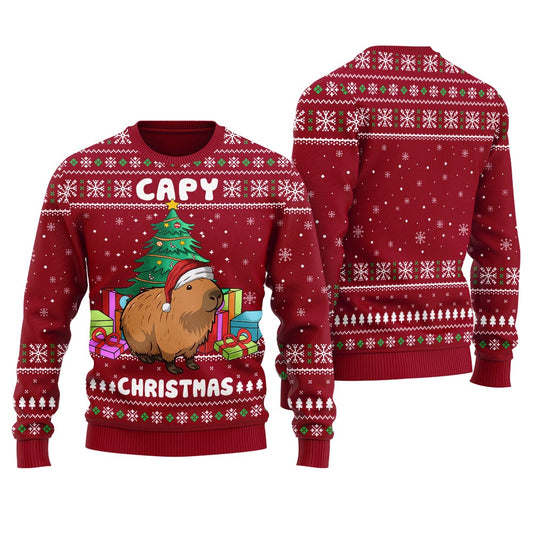 Capybara Christmas Sweater Women