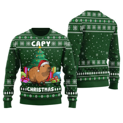 Capybara Christmas Sweater Women