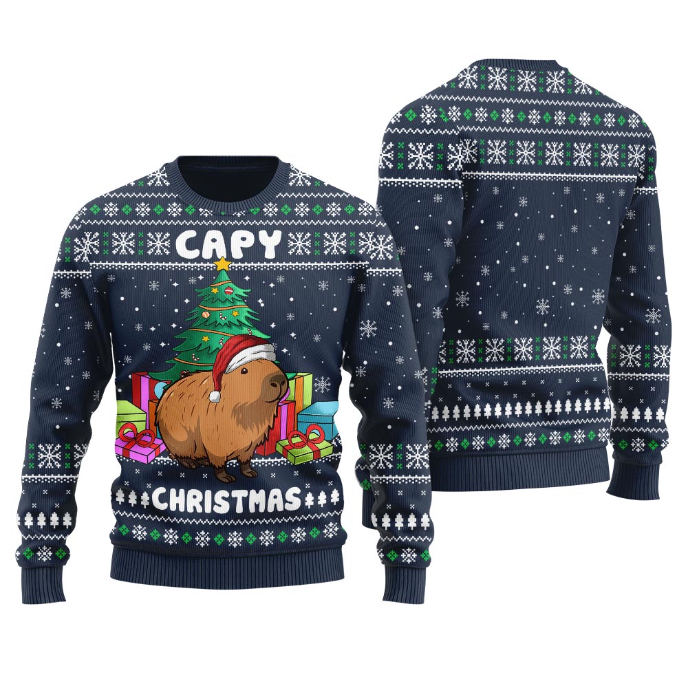 Capybara Christmas Sweater Women