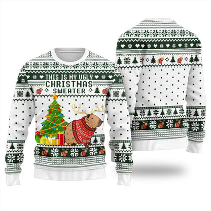 Capybara Christmas Tree Christmas Sweater Men