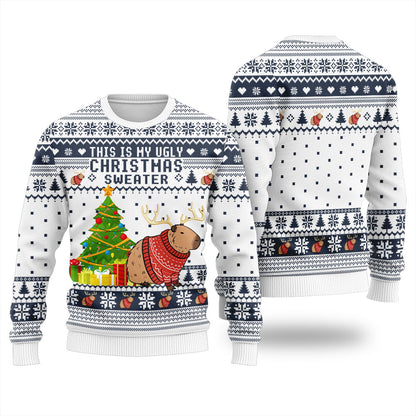 Capybara Christmas Tree Christmas Sweater Women