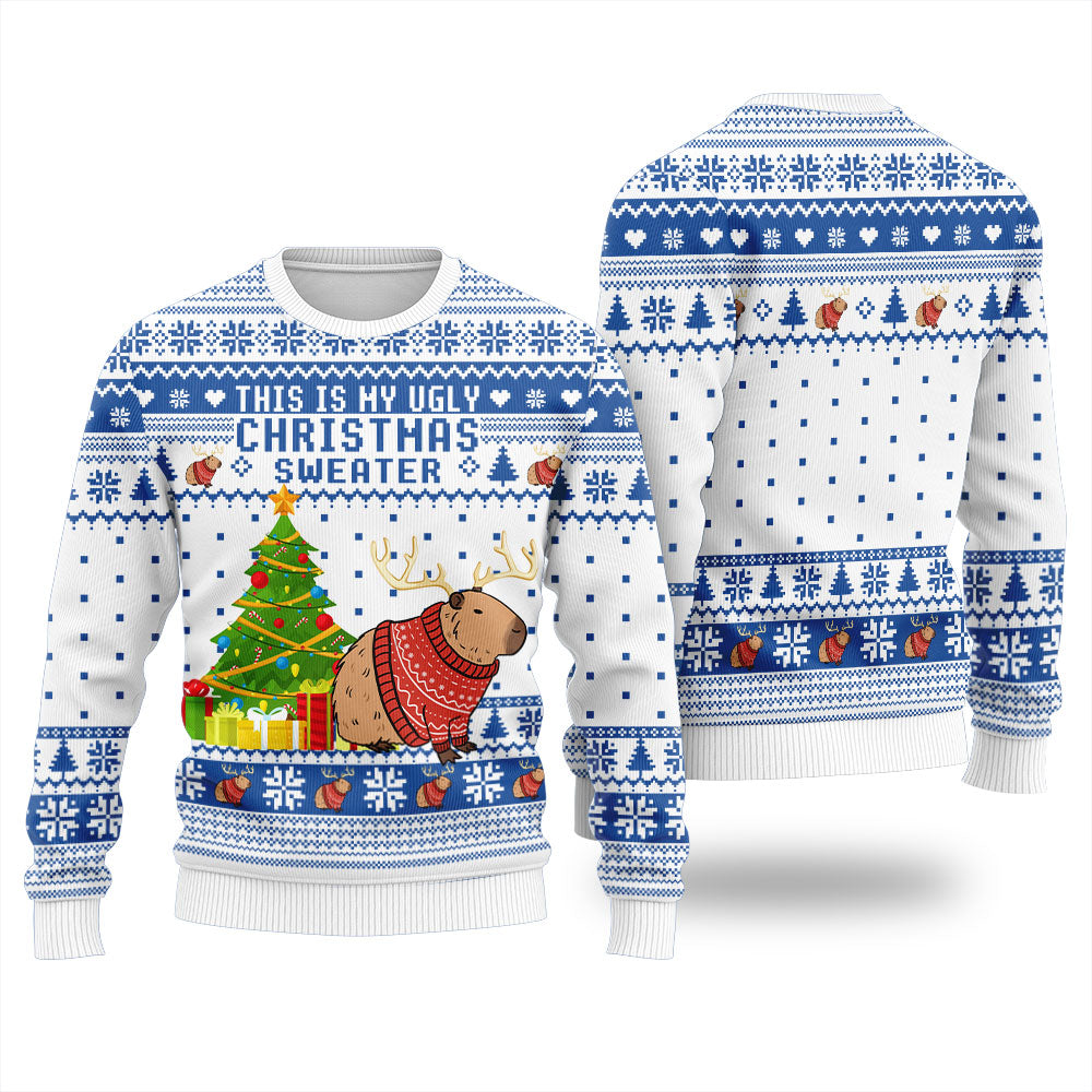 Capybara Christmas Tree Christmas Sweater Women