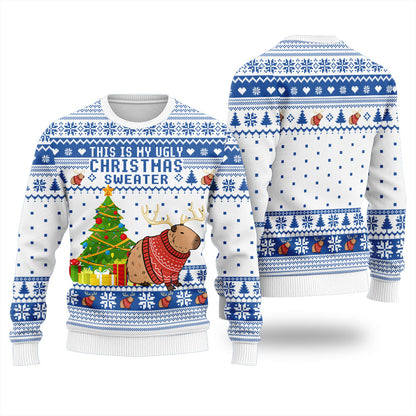 Capybara Christmas Tree Christmas Sweater Women