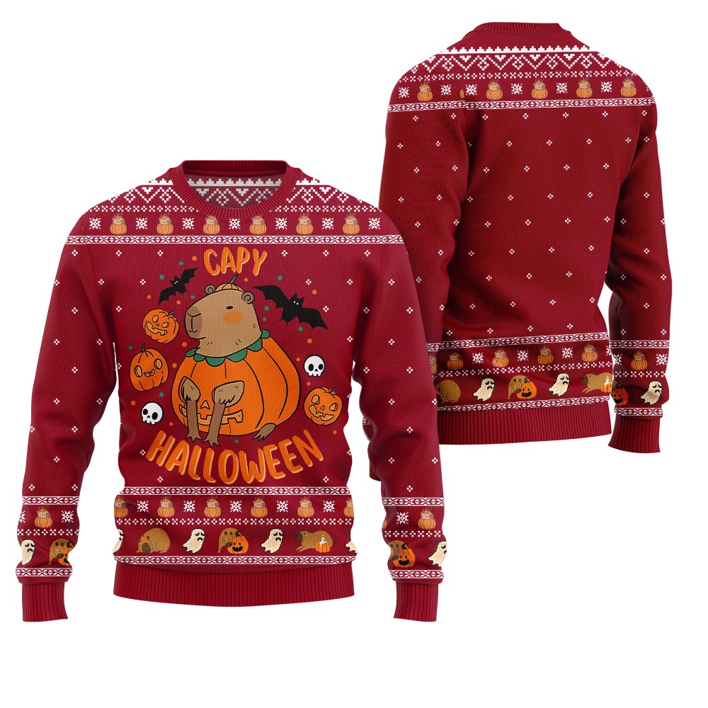Capybara Halloween Ugly Christmas Sweater
