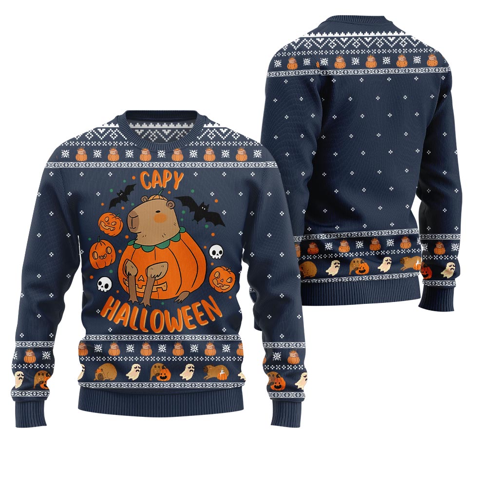 Capybara Halloween Ugly Christmas Sweater