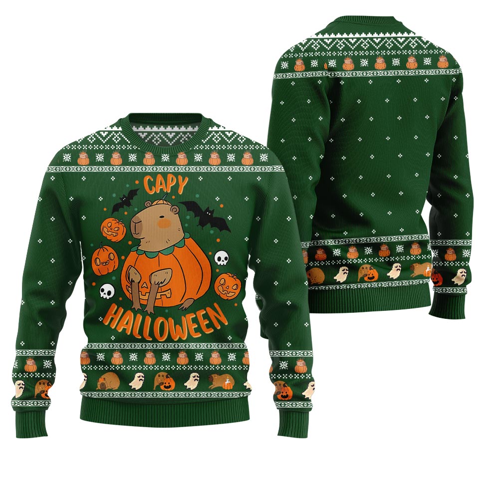 Capybara Halloween Ugly Christmas Sweater