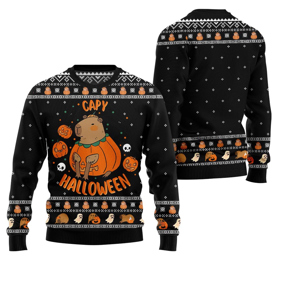 Capybara Halloween Ugly Christmas Sweater