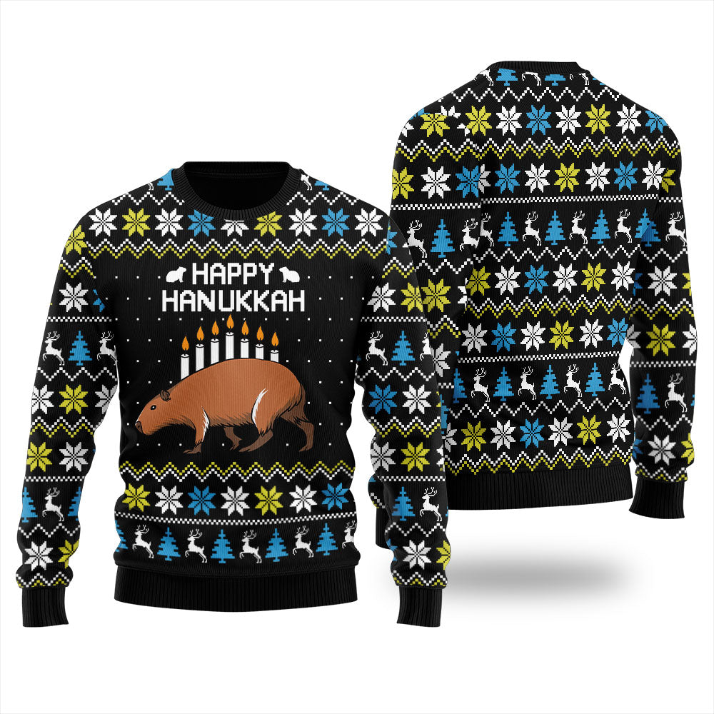 Capybara Happy Hanukkah Ugly Christmas Sweater