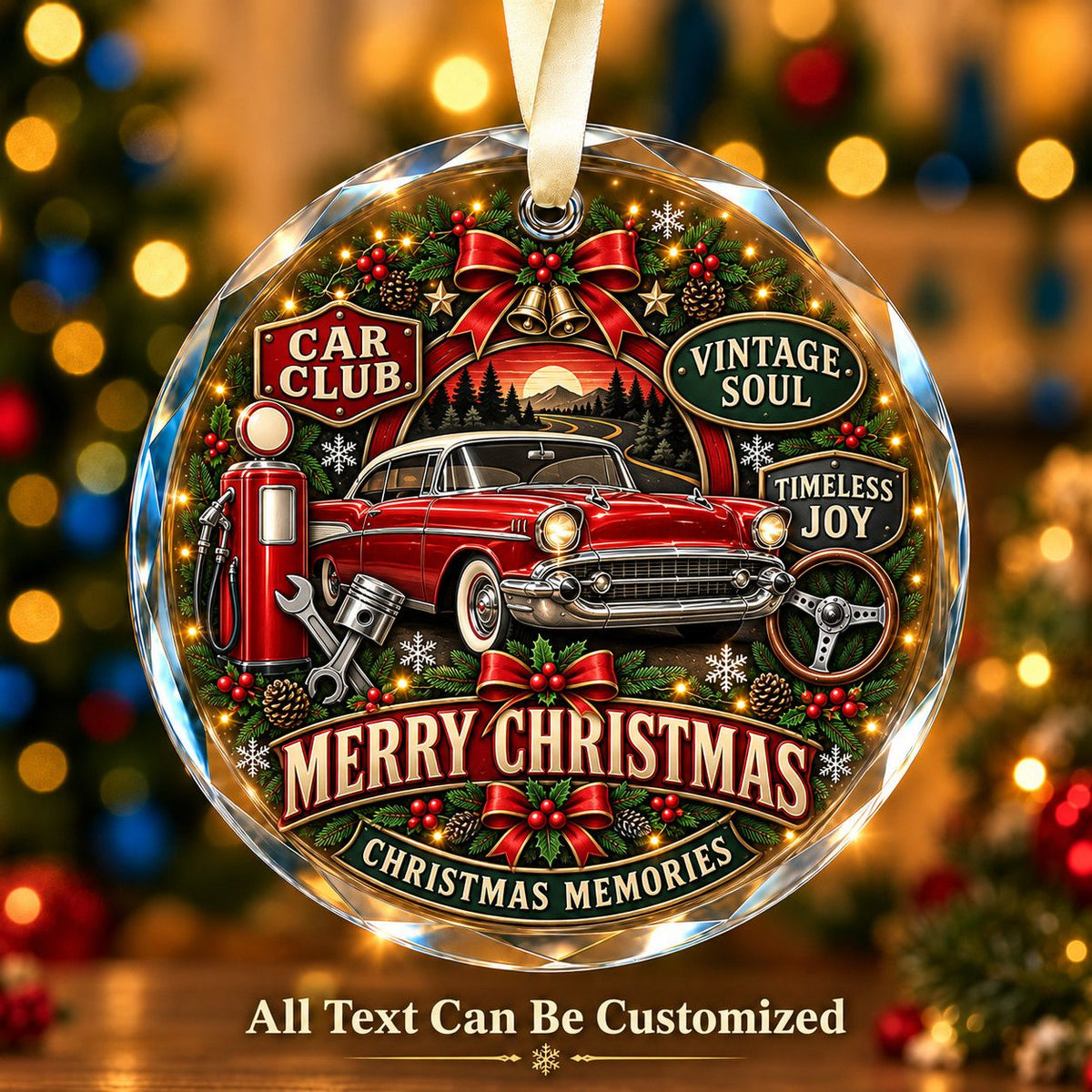 Car Club Personalized Glass Ornament | 5To9Vibe