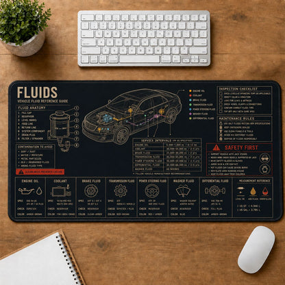 Car Fluids Automotive Technical Guide Desk Mat | 5To9Vibe