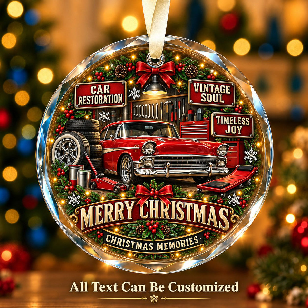 Car Restoration Personalized Glass Ornament | 5To9Vibe