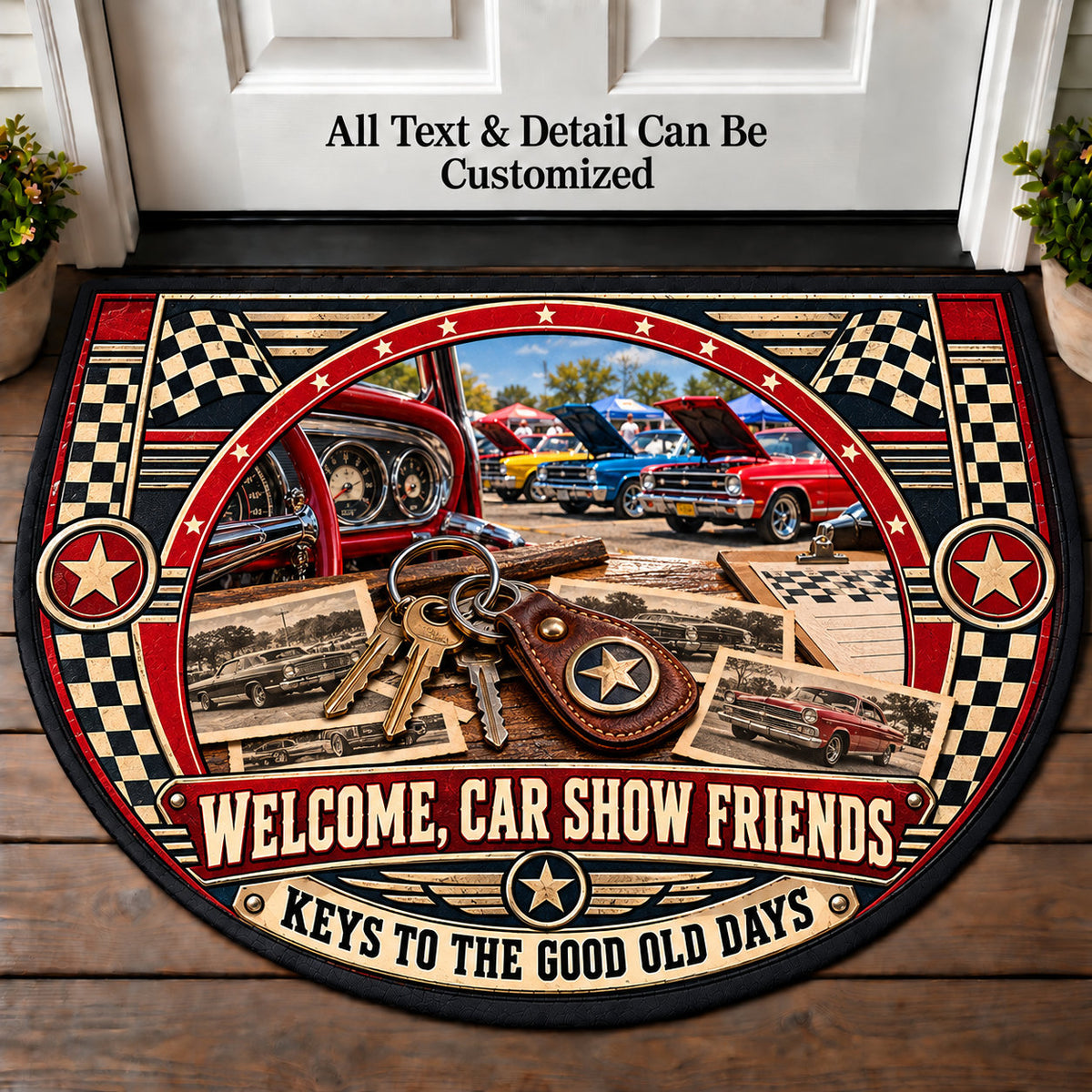 Car Keys Keepsakes - Car Show Crew Personalized Half Round Mat | 5To9Vibe