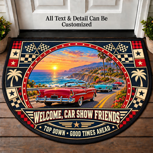Convertible Coast - Car Show Crew Personalized Half Round Mat | 5To9Vibe
