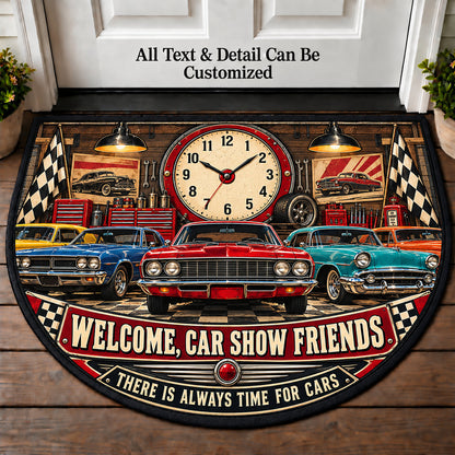 Garage Clock - Car Show Crew Personalized Half Round Mat | 5To9Vibe
