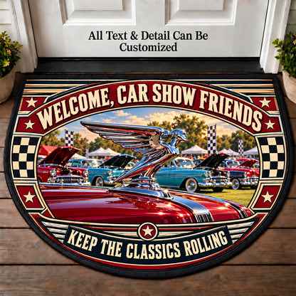 Polished Hood Ornament - Car Show Crew Personalized Half Round Mat | 5To9Vibe