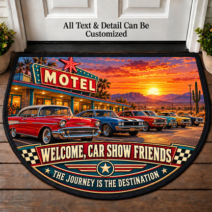 Roadside Motel - Car Show Crew Personalized Half Round Mat | 5To9Vibe